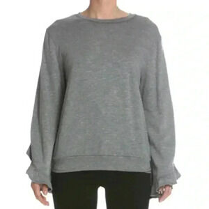 Elan Ruffle Sleeve Sweatshirt Grey Small